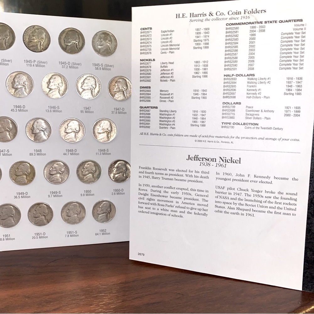 Jefferson Nickel 1938-1961 Coin Folder Full Collection Only $5.95 S&H!